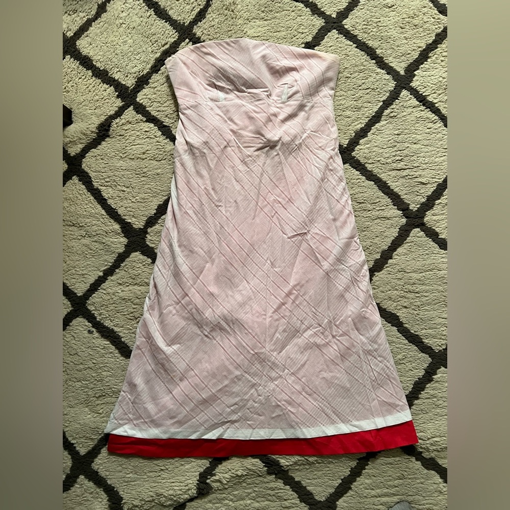 TSE SAY vintage strapless dress from late 90’s. size 8. white + red.